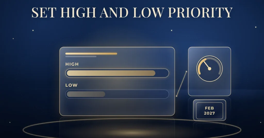 Illustration of advertising budget split into high and low priority channels.